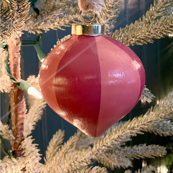 Hand-painted Striped Holiday Ornament - Picture 2 of 2